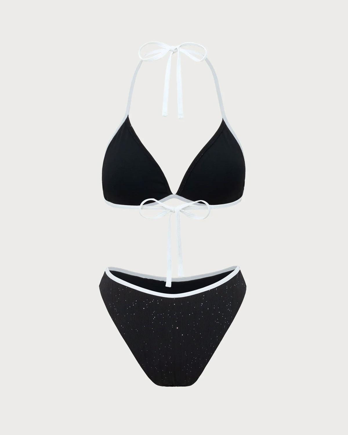 Black Contrast Sequins Bikini Set Product Image