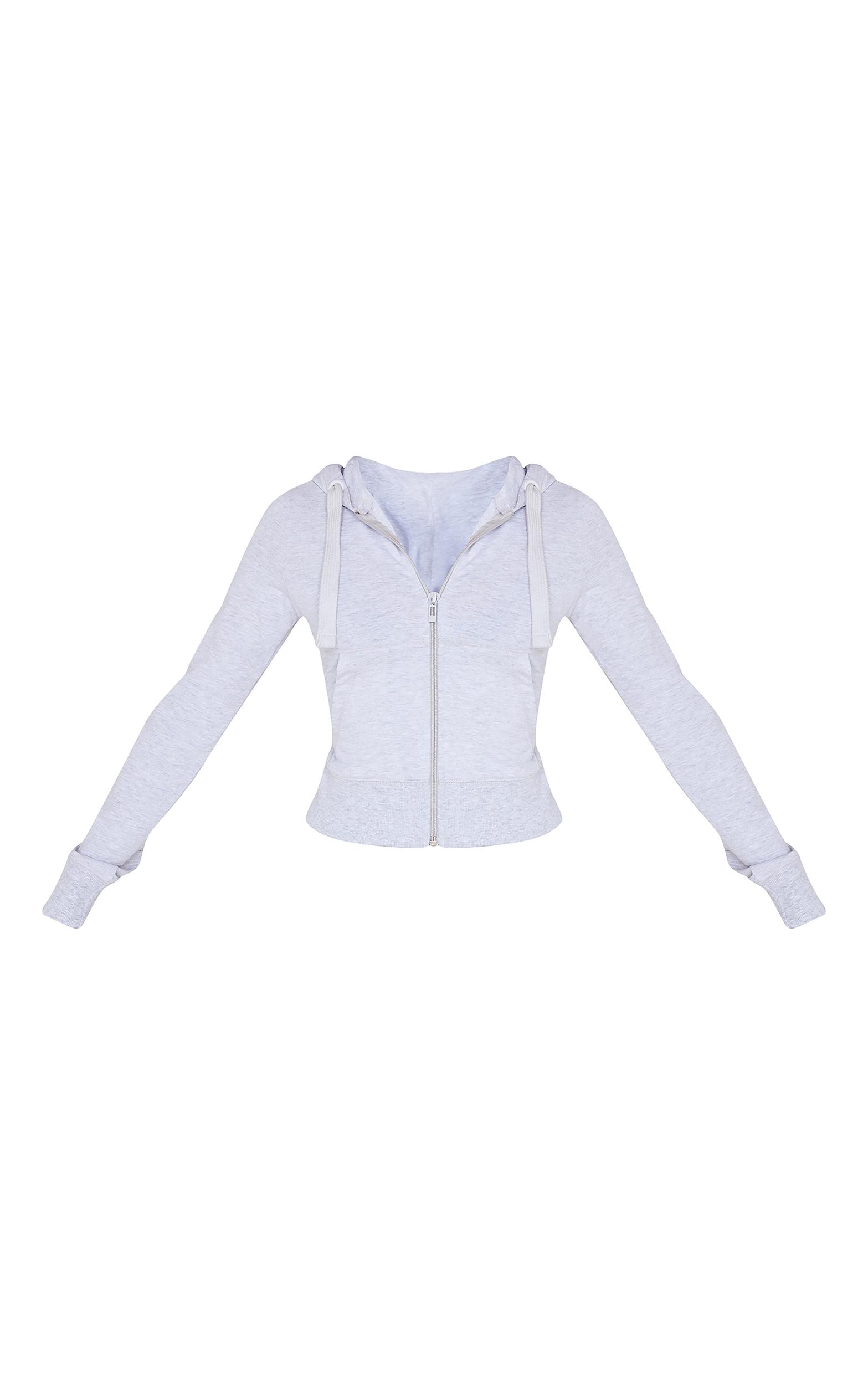 Petite Grey Marl Zip Up Fitted Track Top Product Image