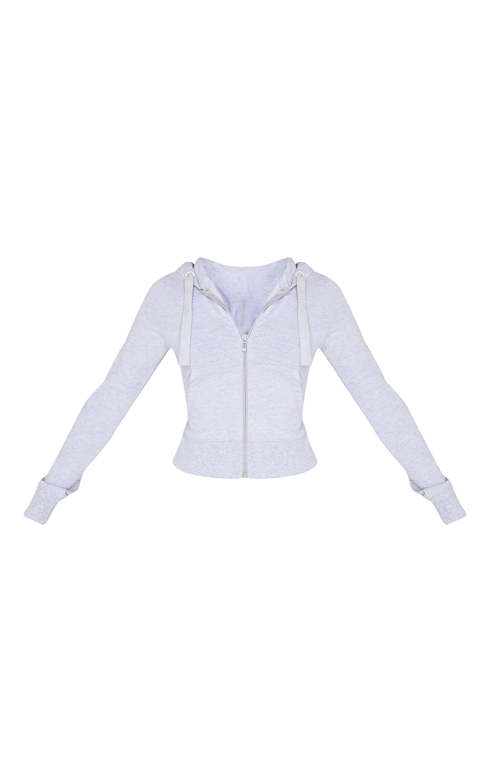 Petite Grey Marl Zip Up Fitted Track Top Product Image