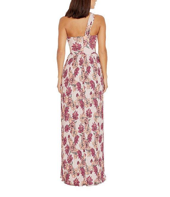 Dress the Population Idalia Floral Print One Shoulder Sleeveless Pleated Maxi Dress Product Image