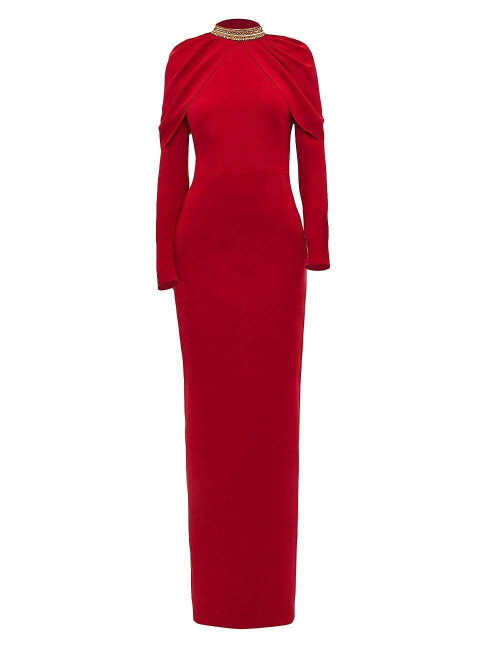 Womens Collar-Embellished Fitted Gown Product Image