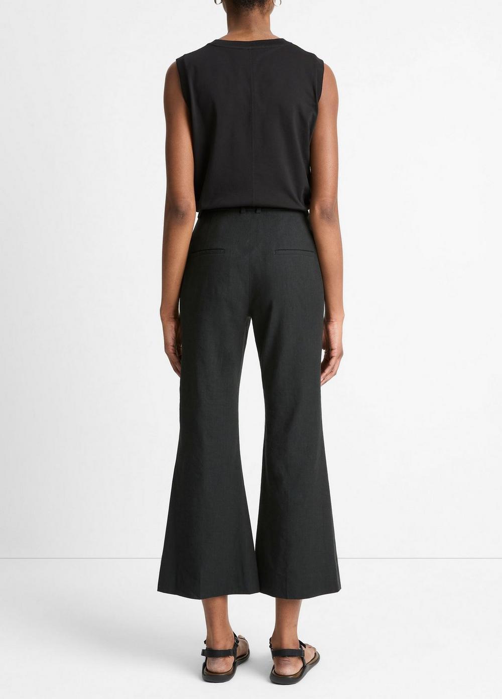Linen-Blend Crop Flare Trouser Product Image