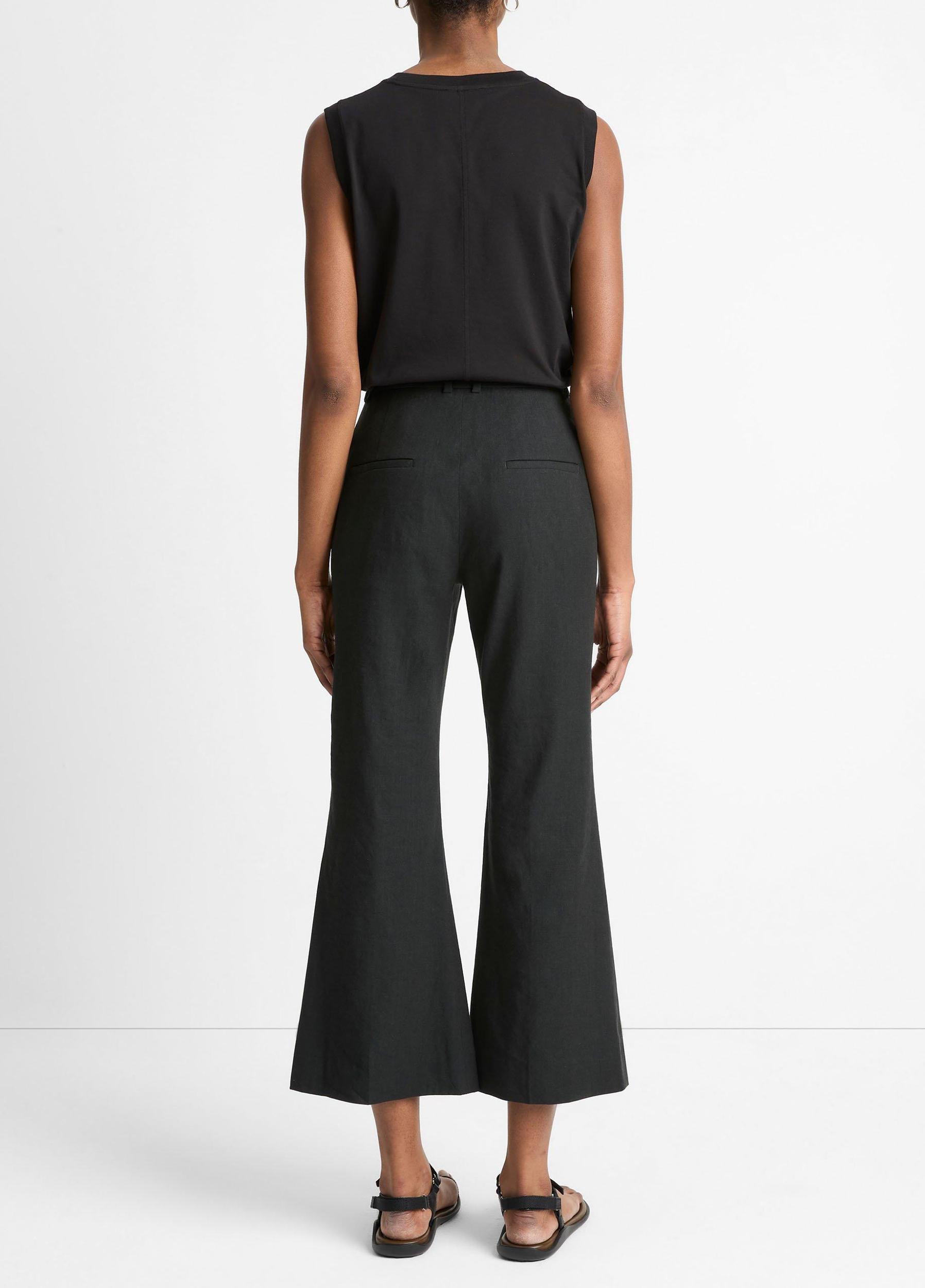 Linen-Blend Crop Flare Trouser Product Image