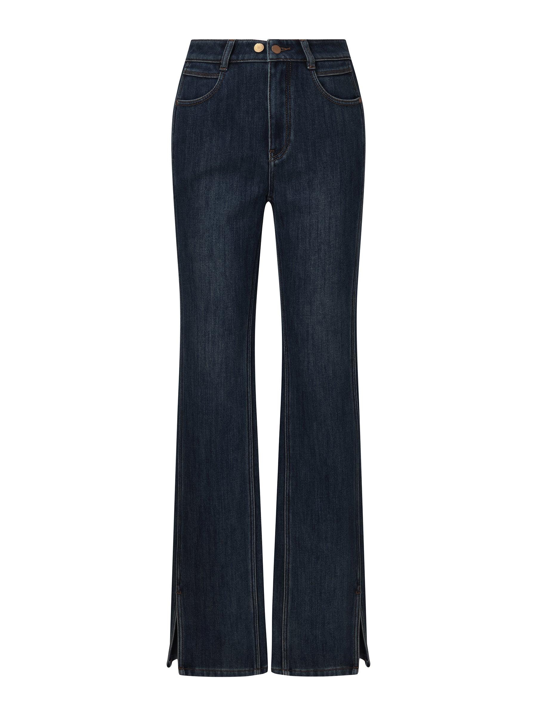 Denim Fleece Lined Women Slit Jeans Product Image