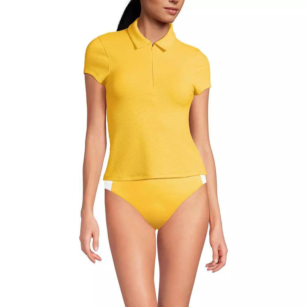 Women's Lands' End Short Sleeve Pique Johnny Collar UPF 50 Rashguard,  Product Image