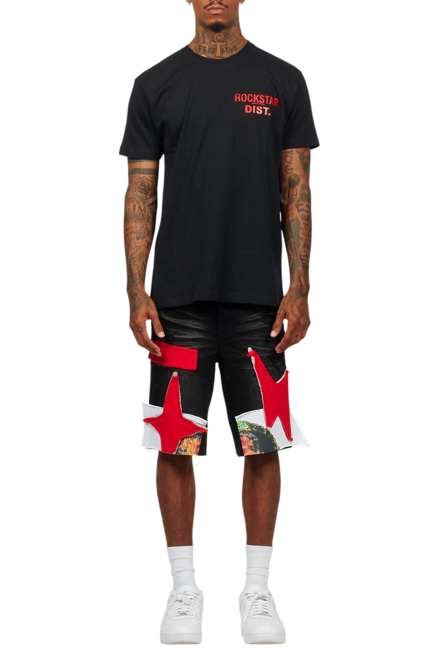 Brett Black T-Shirt/Denim Short Set Male Product Image