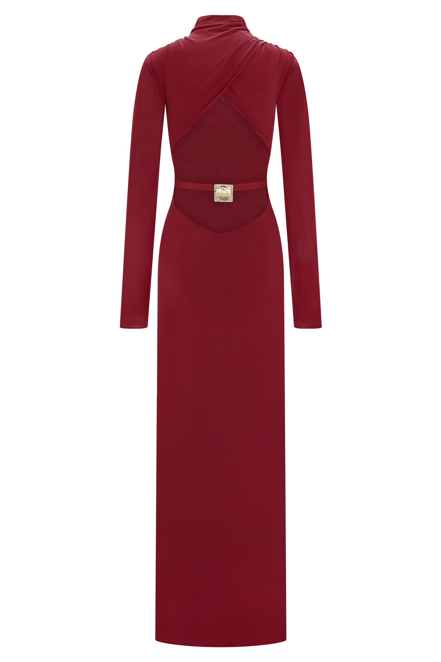 Kiyah Slinky Cut Out Maxi Dress - Red Product Image