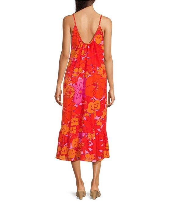 J.Marie Lizzie Floral Print Scoop Neck Braided Strap Midi Dress Product Image