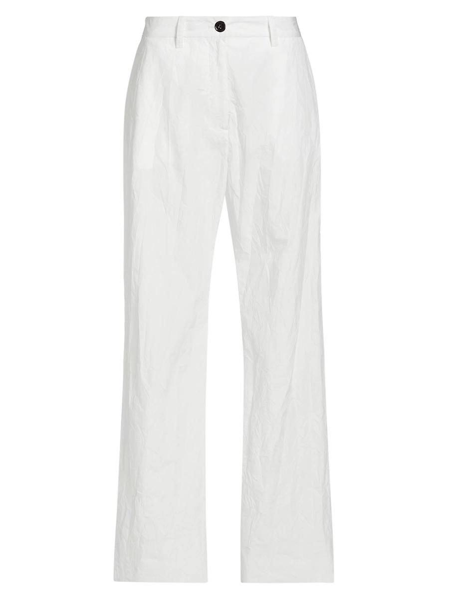 Womens Crinkle Cotton-Blend Wide-Leg Pants Product Image