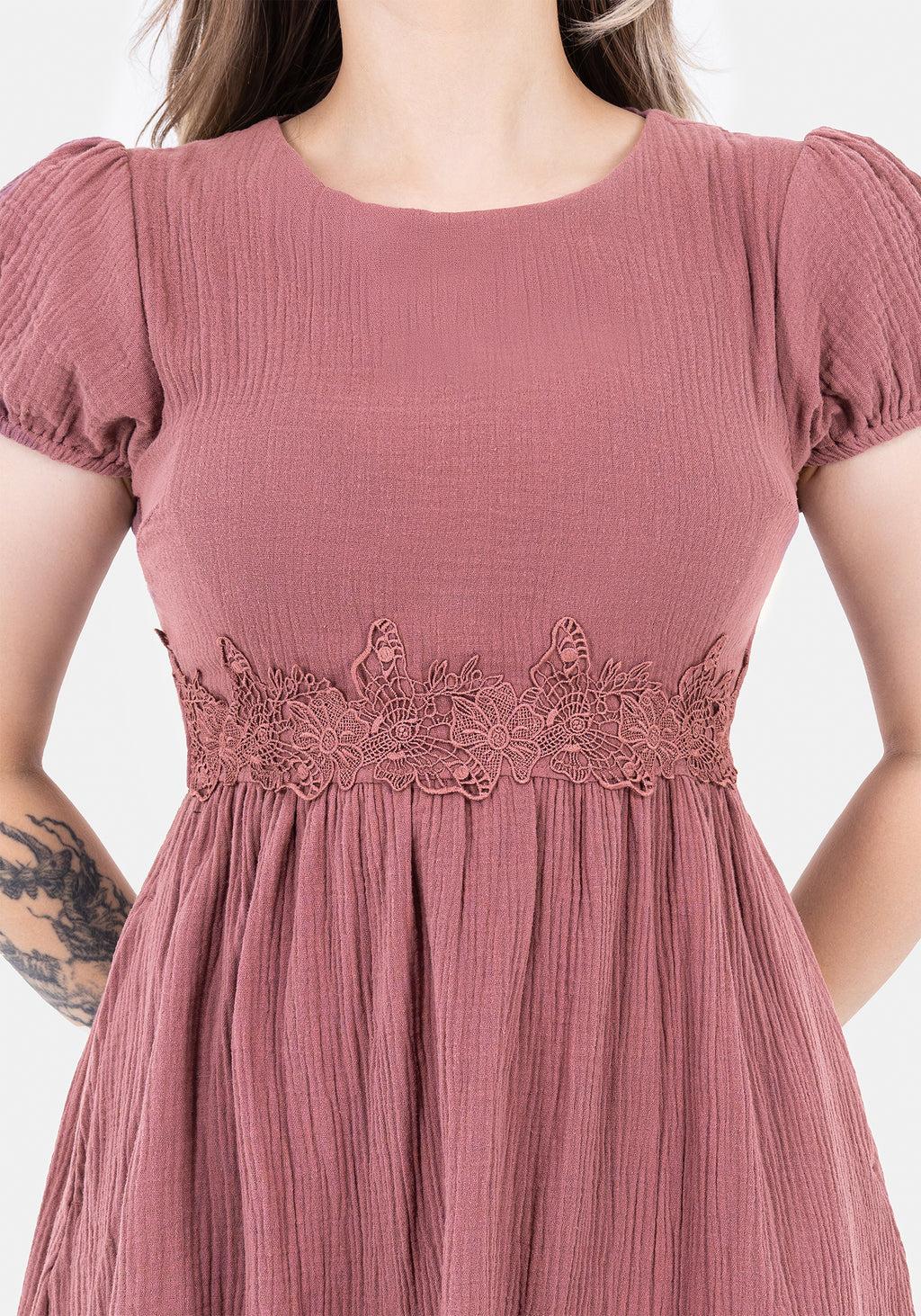 Rosamoth Applique Trim Cotton Mini Smock Dress Product Image