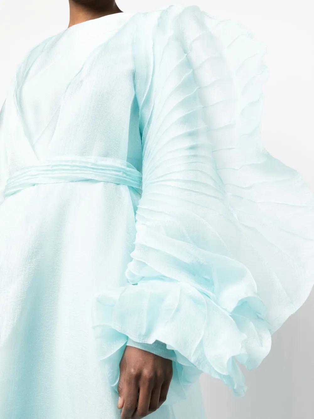 puff-sleeve pleated gown Product Image