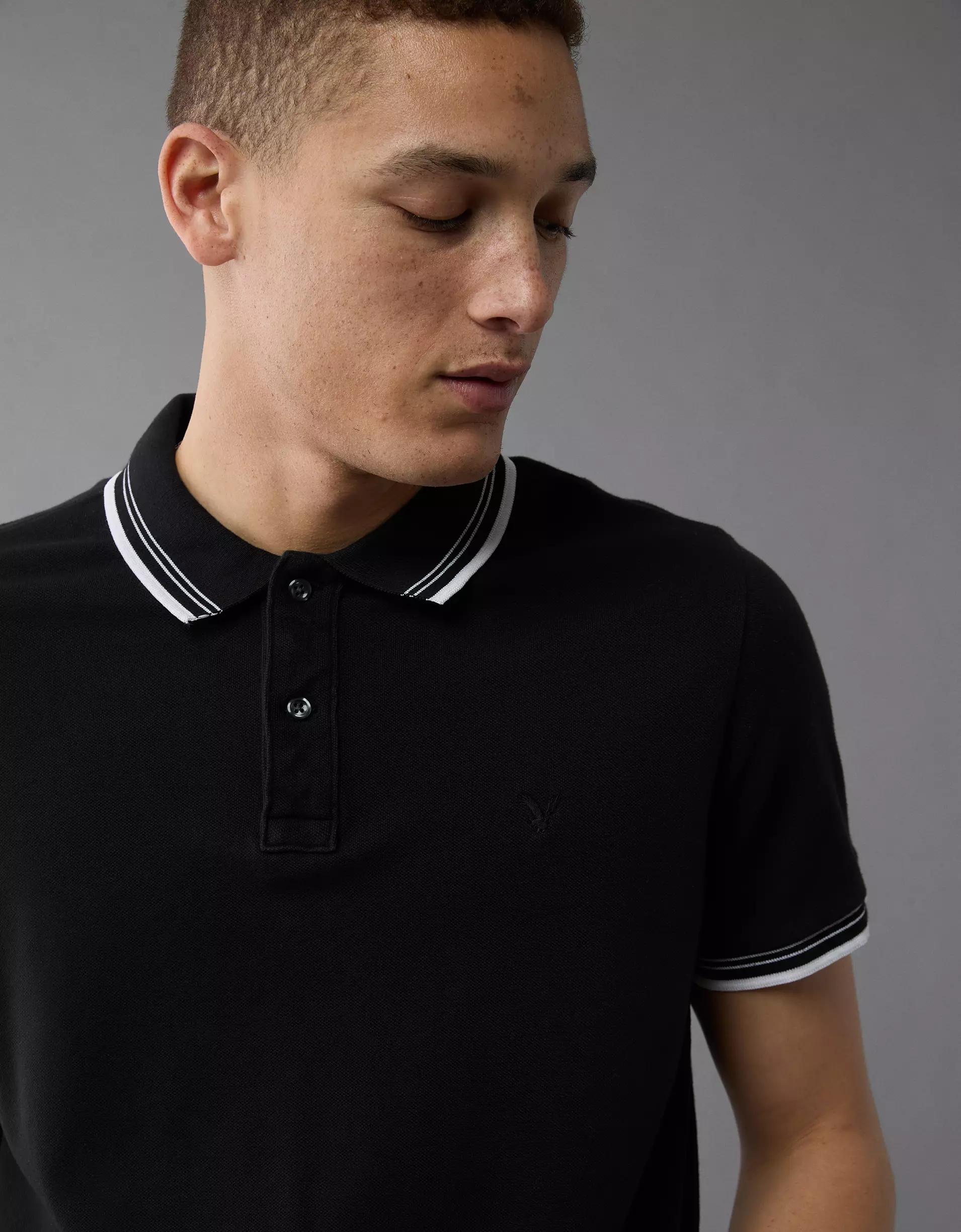 AE Lived-In Stretch Pique Slim Fit Tipped Polo Shirt Product Image