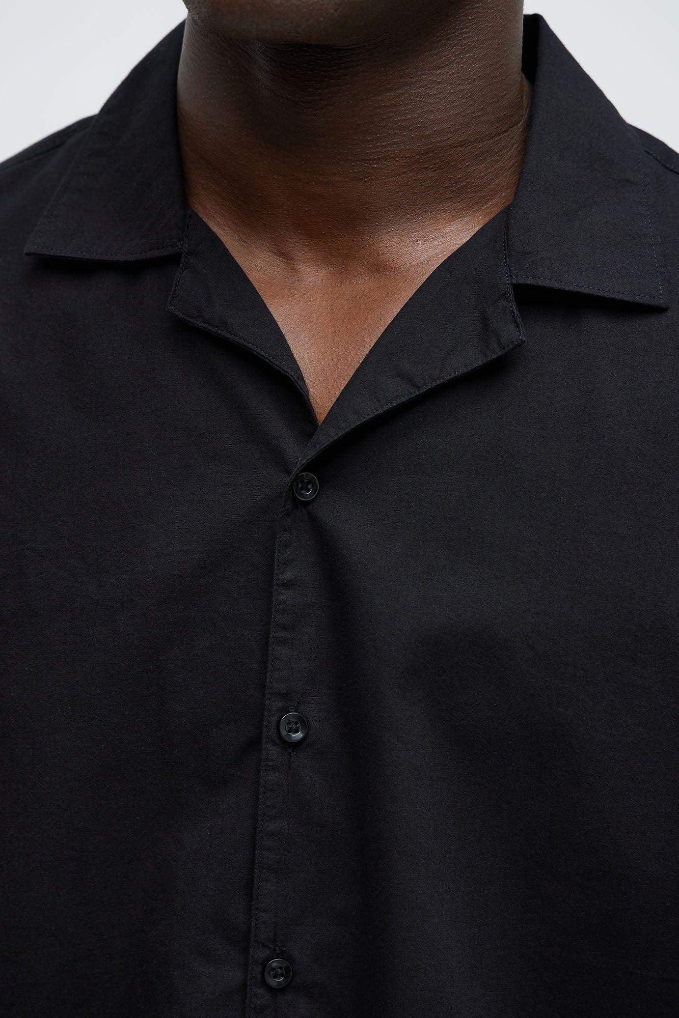 Ryland Relaxed Cotton Short Sleeve Cuban Shirt - Black Product Image