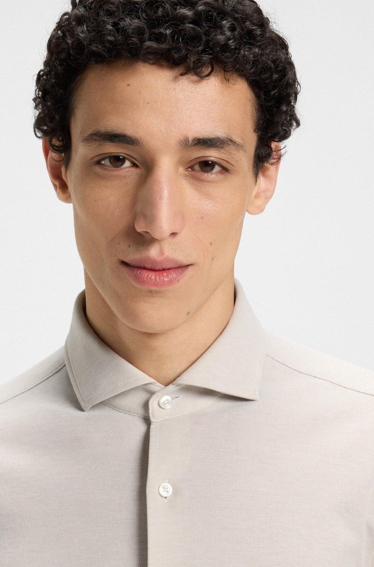 Slim-fit shirt in cotton-piqué jersey Product Image
