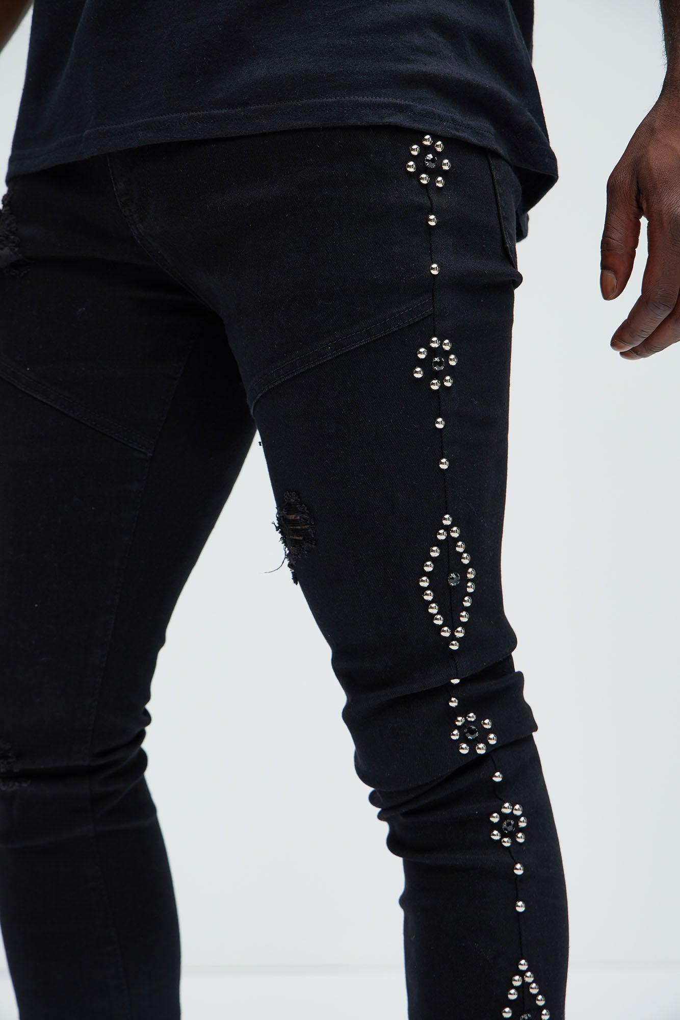 Be Along The Sides Stacked Skinny Flare Jeans - Black Product Image