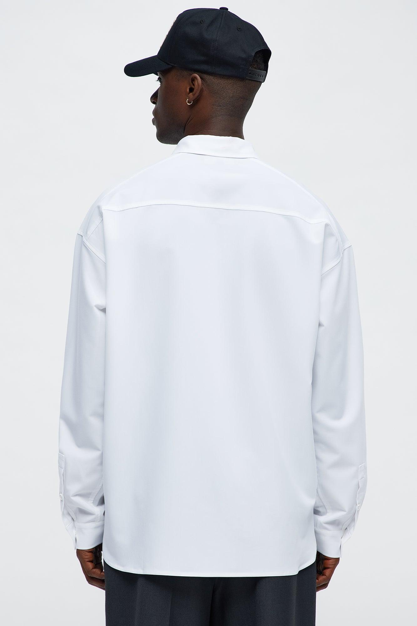Oversized Relaxed Chateau Long Sleeve Button Up Shirt - White/combo Product Image