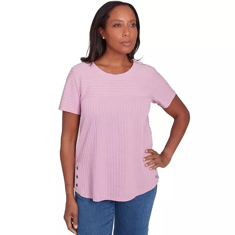 Women's Alfred Dunner Solid Textured Short Sleeve Tee,  Product Image