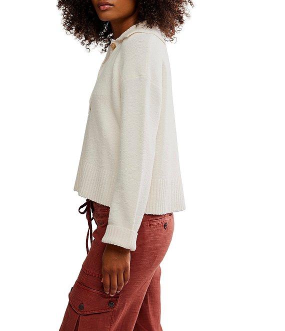 Free People Trading Up Collared Neckline Long Sleeve Polo Sweater Product Image