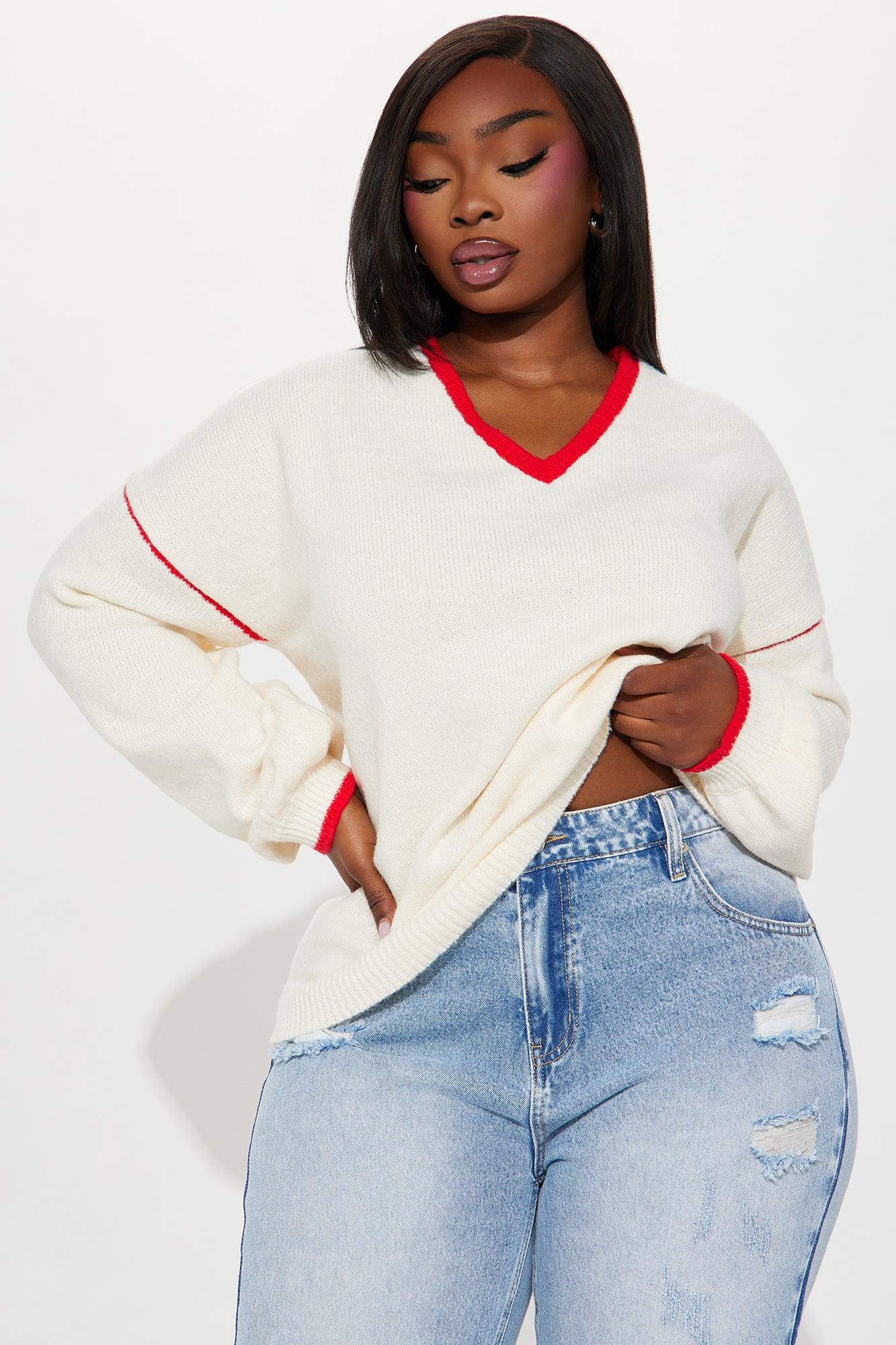 Sporty Oversized Sweater - Cream/combo Product Image