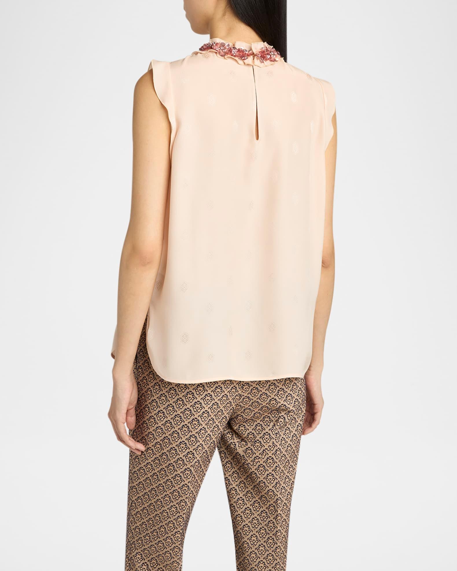 Sleeveless Embellished-Neck Blouse Product Image
