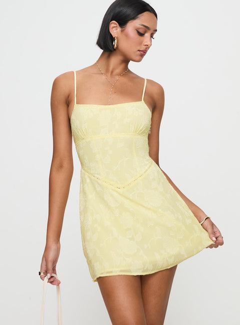 South Of France Mini Dress Yellow Product Image