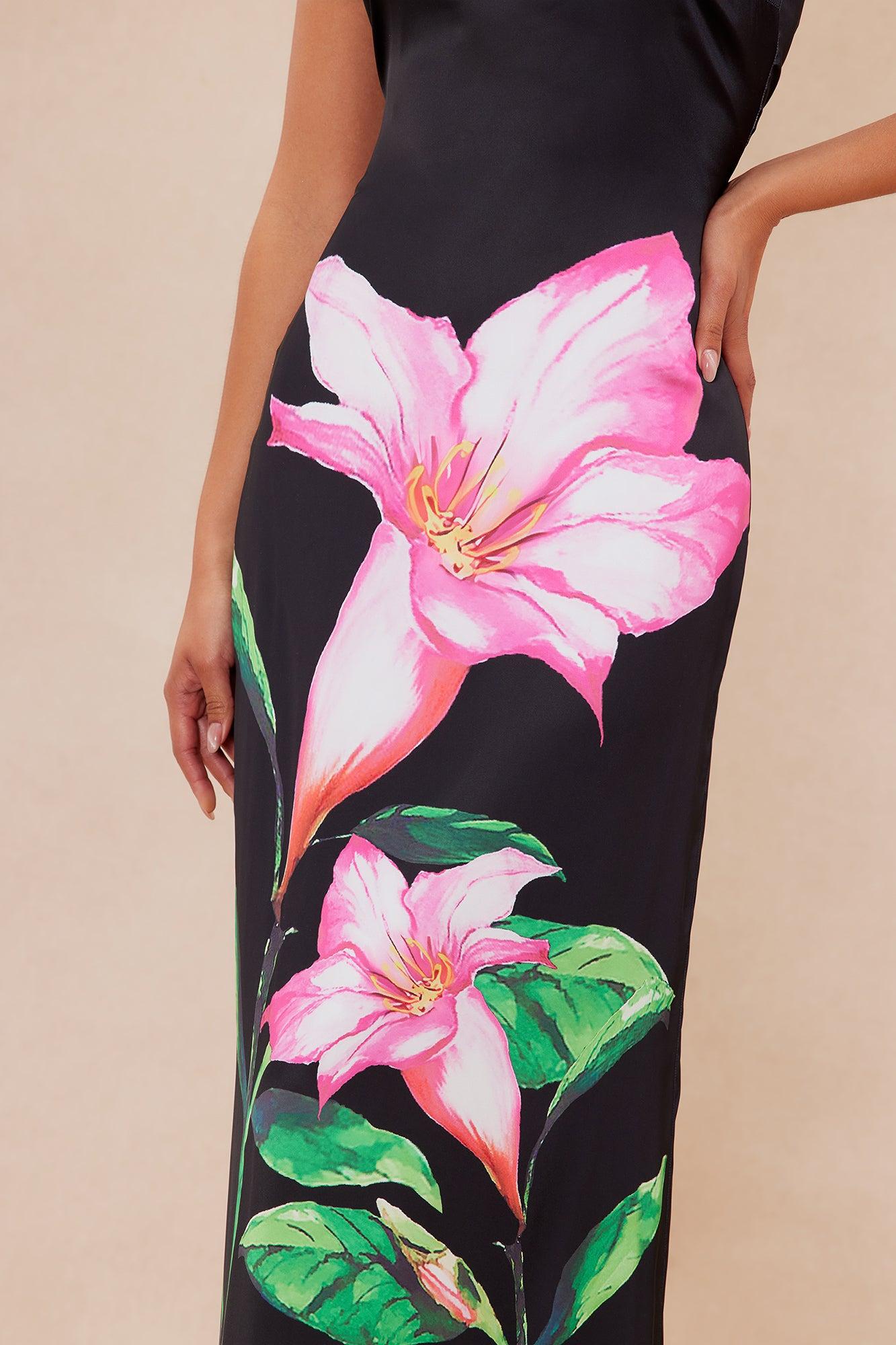 Violeta Satin Maxi Dress - Black/combo Product Image