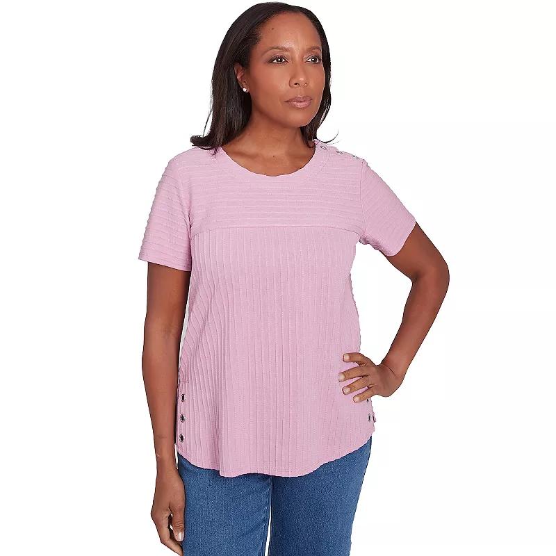 Women's Alfred Dunner Solid Textured Short Sleeve Tee,  Product Image