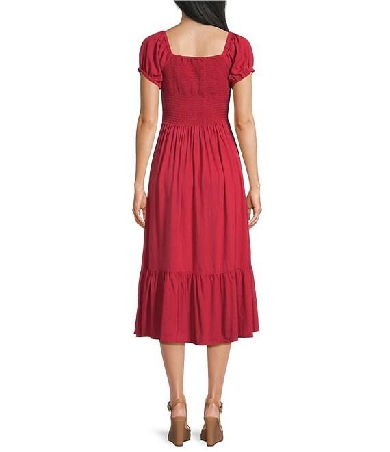 Angie U-Neckline Short Sleeve Empire Midi Dress Product Image