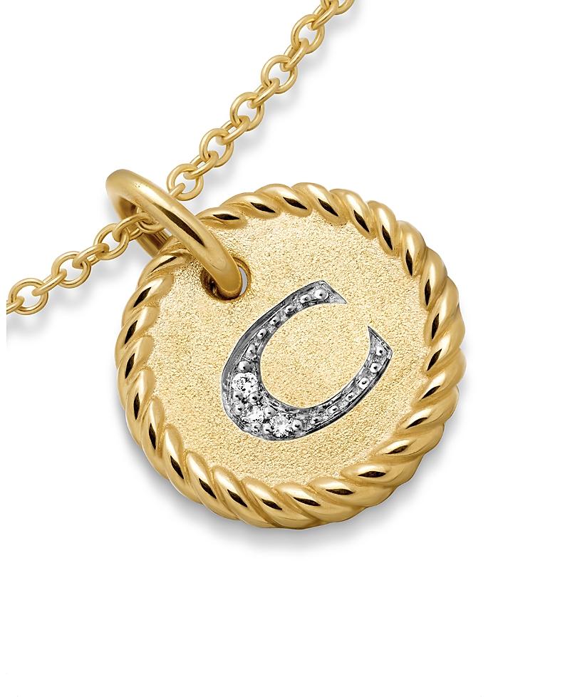 Womens Initial Charm Necklace in 18K Yellow Gold with Pav Diamonds Product Image