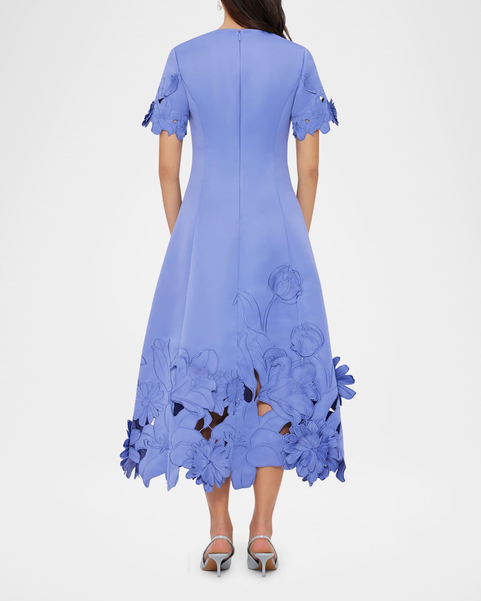 Caroline Floral-Embroidered Cutout Midi Dress Product Image
