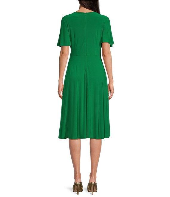 Jessica Howard Petite Size Short Sleeve Novelty Hardware Midi Dress Product Image