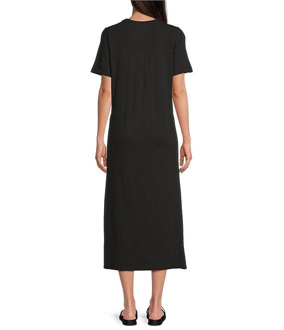 Eileen Fisher Organic Cotton Slub Jersey Crew Neck Short Sleeve Midi Dress Product Image