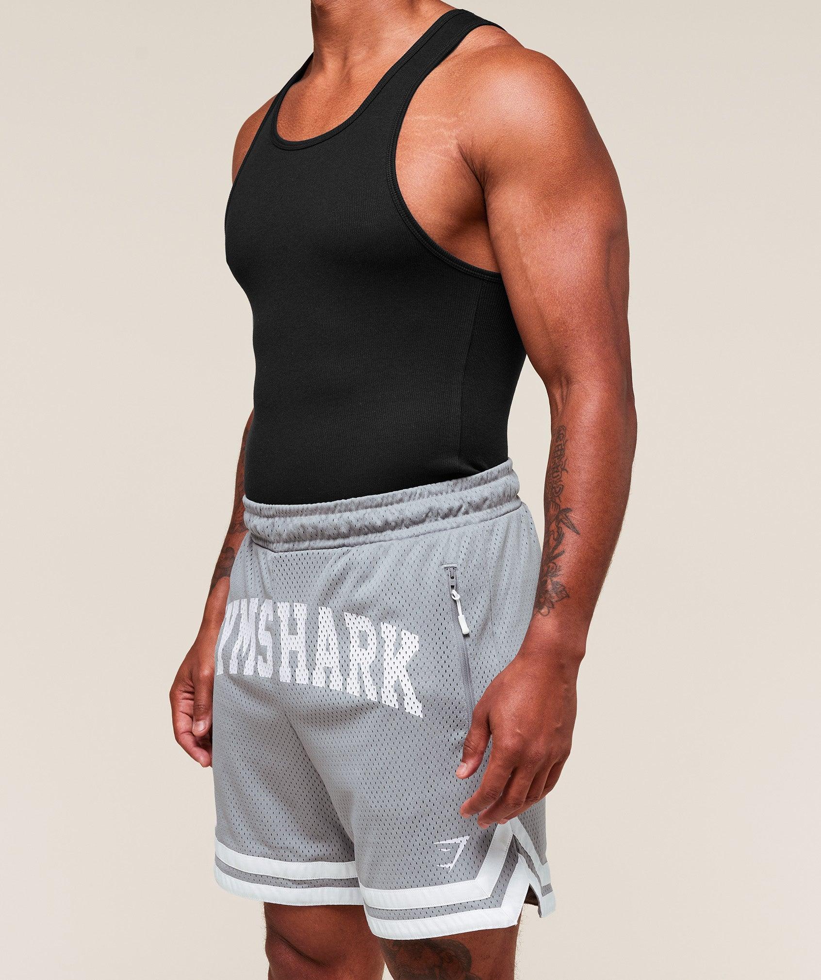 Gymshark Campus Mesh Shorts - Denim Grey Male Product Image
