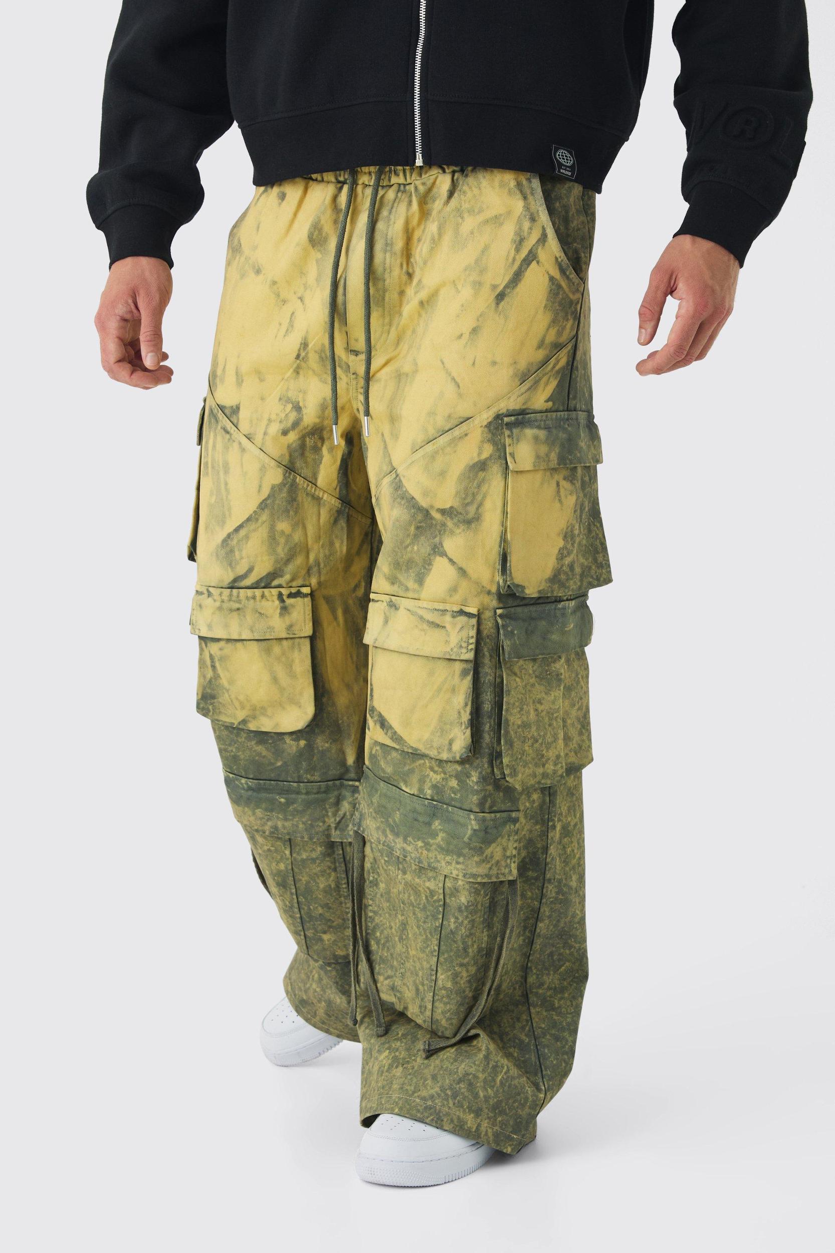 Elasticated Waist Extreme Baggy Heavyweight Washed Multi Cargo Pants | boohooMAN USA Product Image