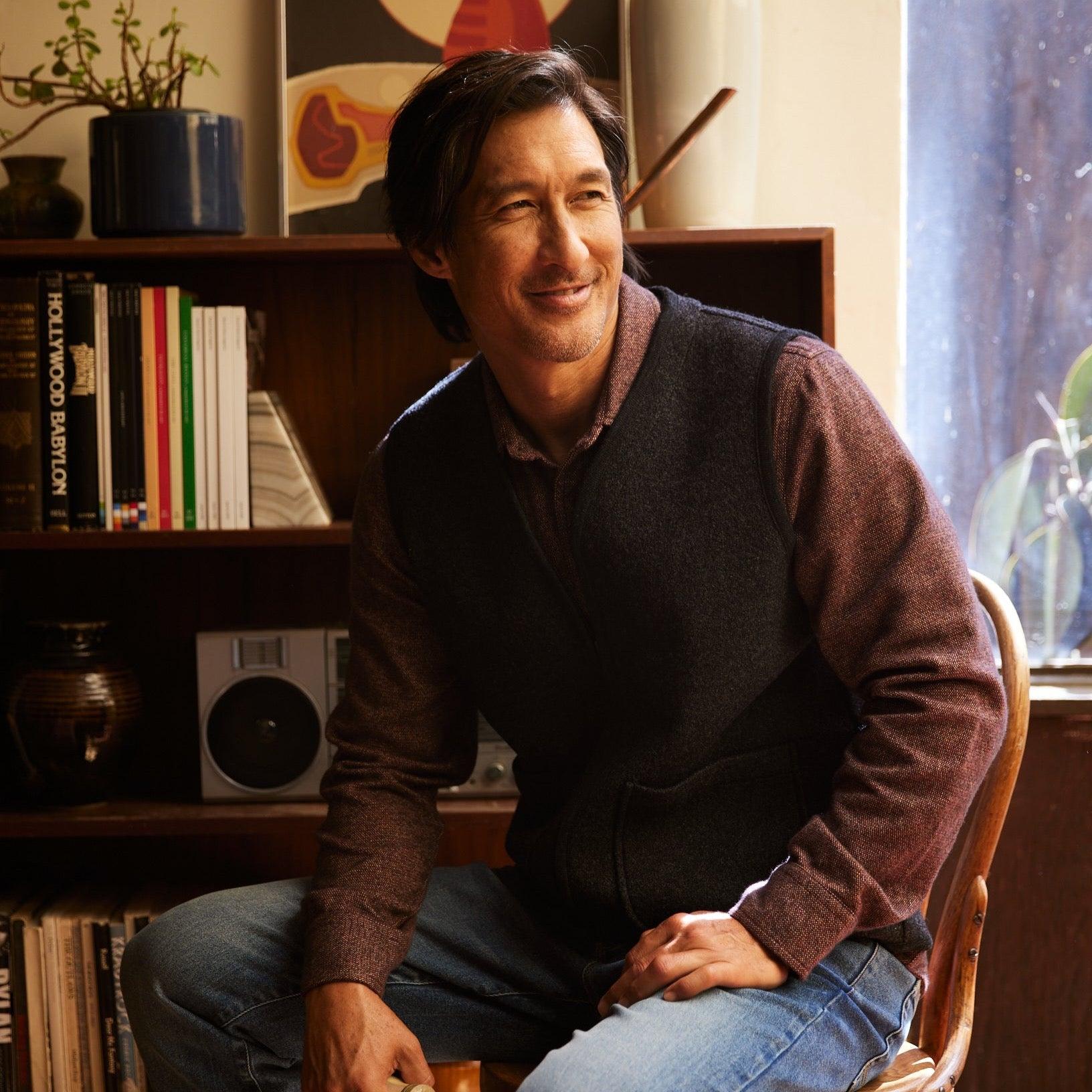 Burnham Boiled Wool Zip Up Vest  - Charcoal Product Image