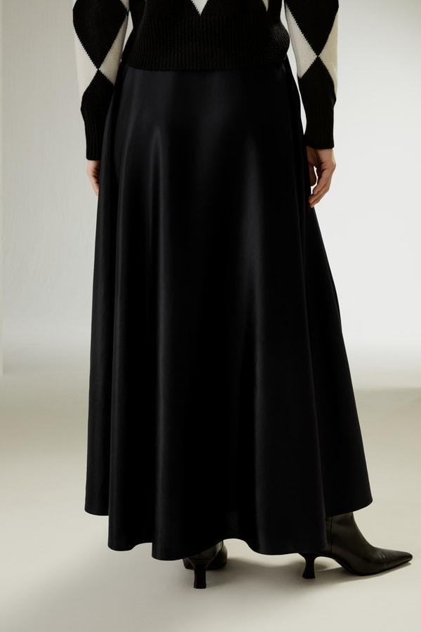 LILYSILK Black Silk Skirt Womens Premium Silk Luxurious Flowing Hem Skirt 6 Product Image
