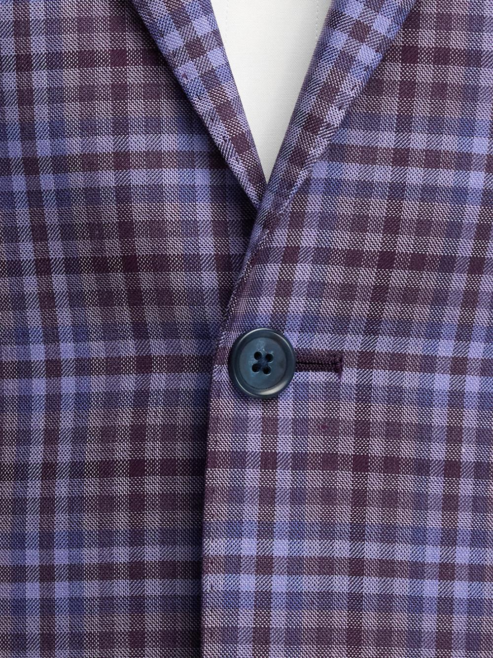 Wool Plaid Single Breasted Notch Lapel Sport Coat - Purple Product Image