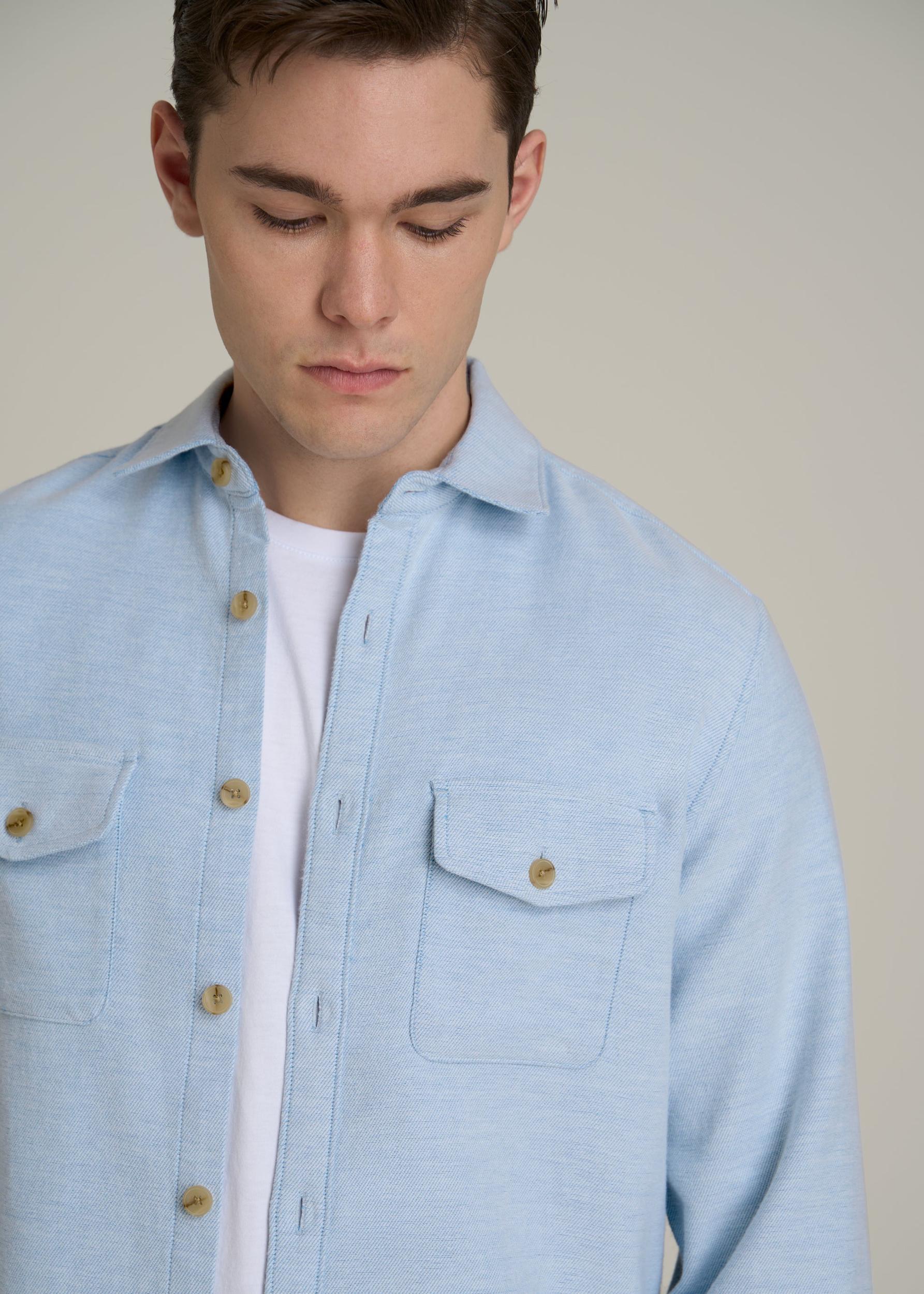 Everyday Comfort Terry Overshirt for Tall Men in Cloud Blue Male Product Image