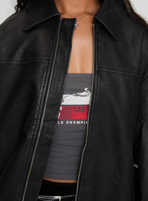 Napoleon Faux Leather Jacket Black Product Image