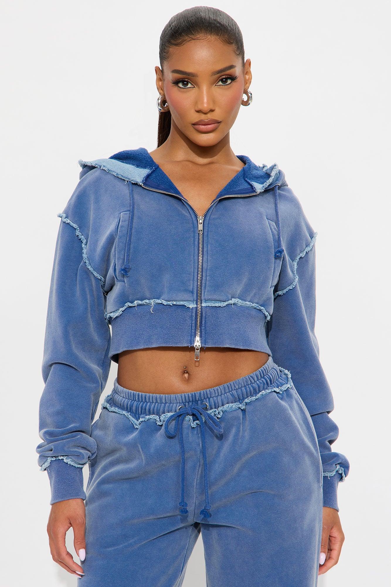 Your Favorite Fleece Low Rise Pant Set - Blue Female Product Image