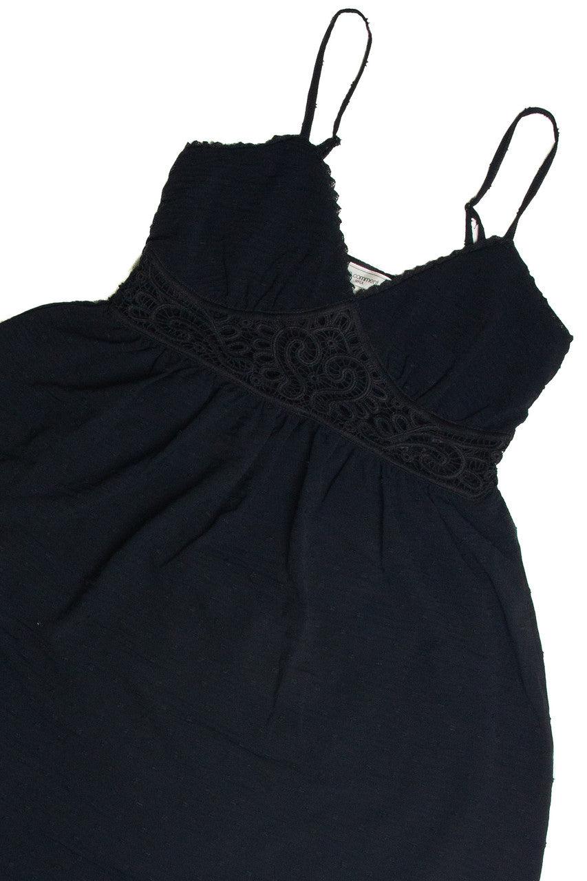 Black Crochet Waist Maxi Dress Product Image