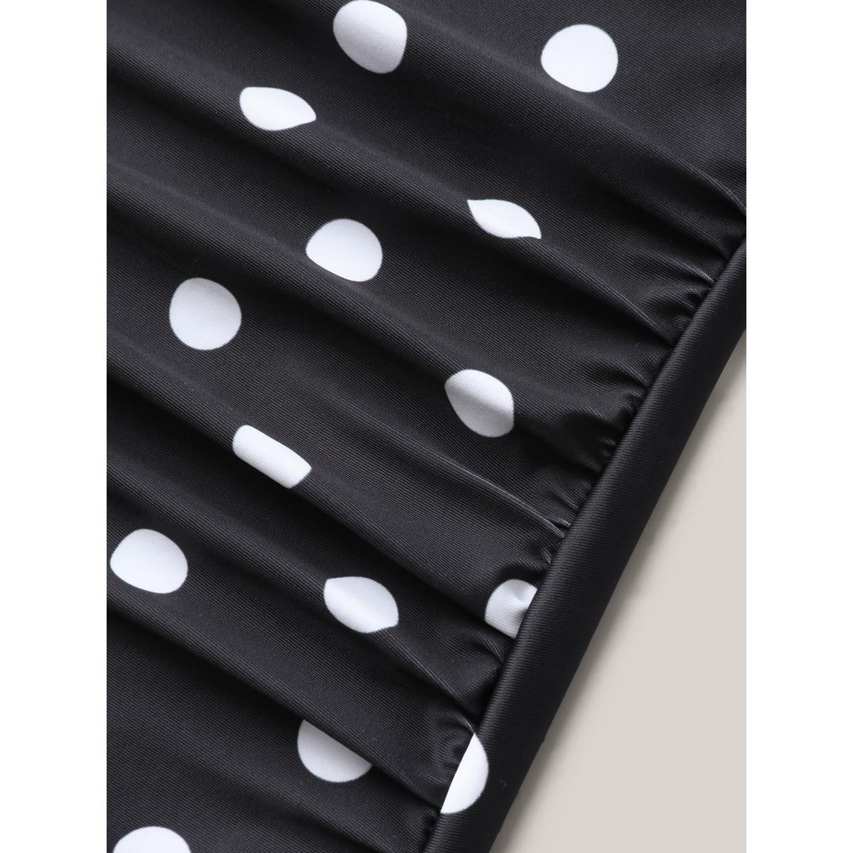 Plus Size Color Block Polka Dots One-Piece Swimsuit Women's Swimwear Deepred Beach Contrast Curve Bathing Suits High stretch One Pieces BloomChic 22-24/3X Product Image