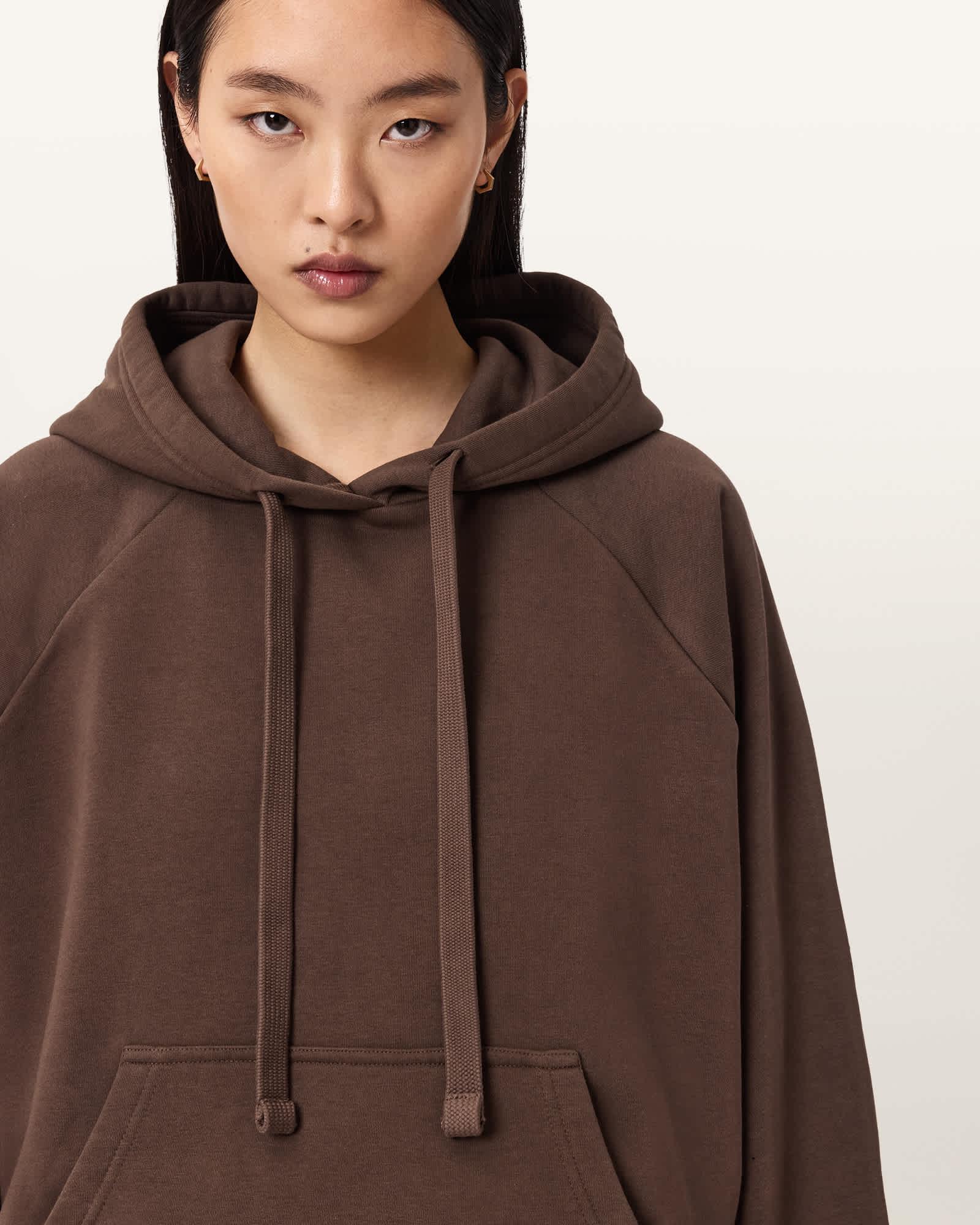 Talon Underground Sequin Oversized Hoodie Bitter Brown | ALLSAINTS US Product Image