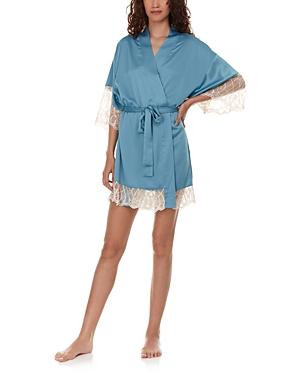 Flora Nikrooz Gabby Silky Satin 34 Sleeve Coordinating Kimono Wrap Robe Product Image