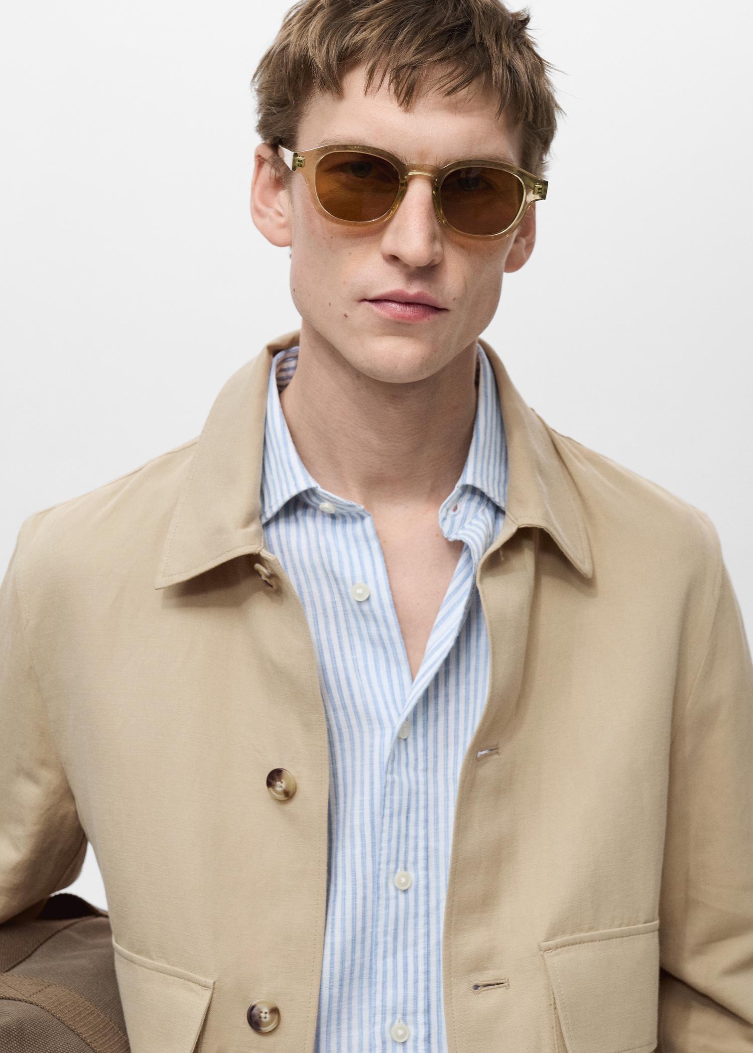 Linen-blend jacket with pockets - Men | MANGO USA Product Image