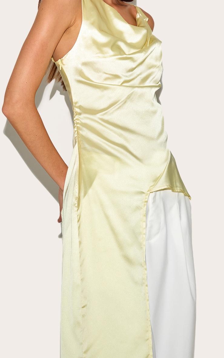 Yellow Asymmetric Satin Top Product Image