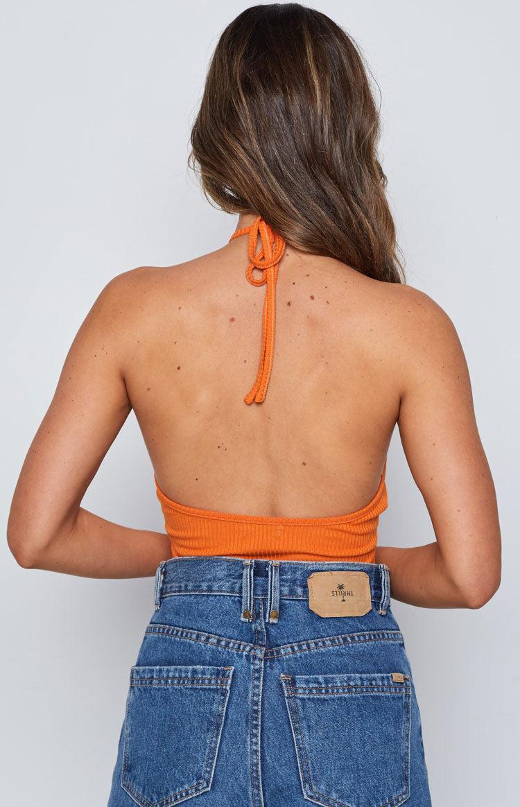 Debbie Orange Halter Bodysuit Product Image