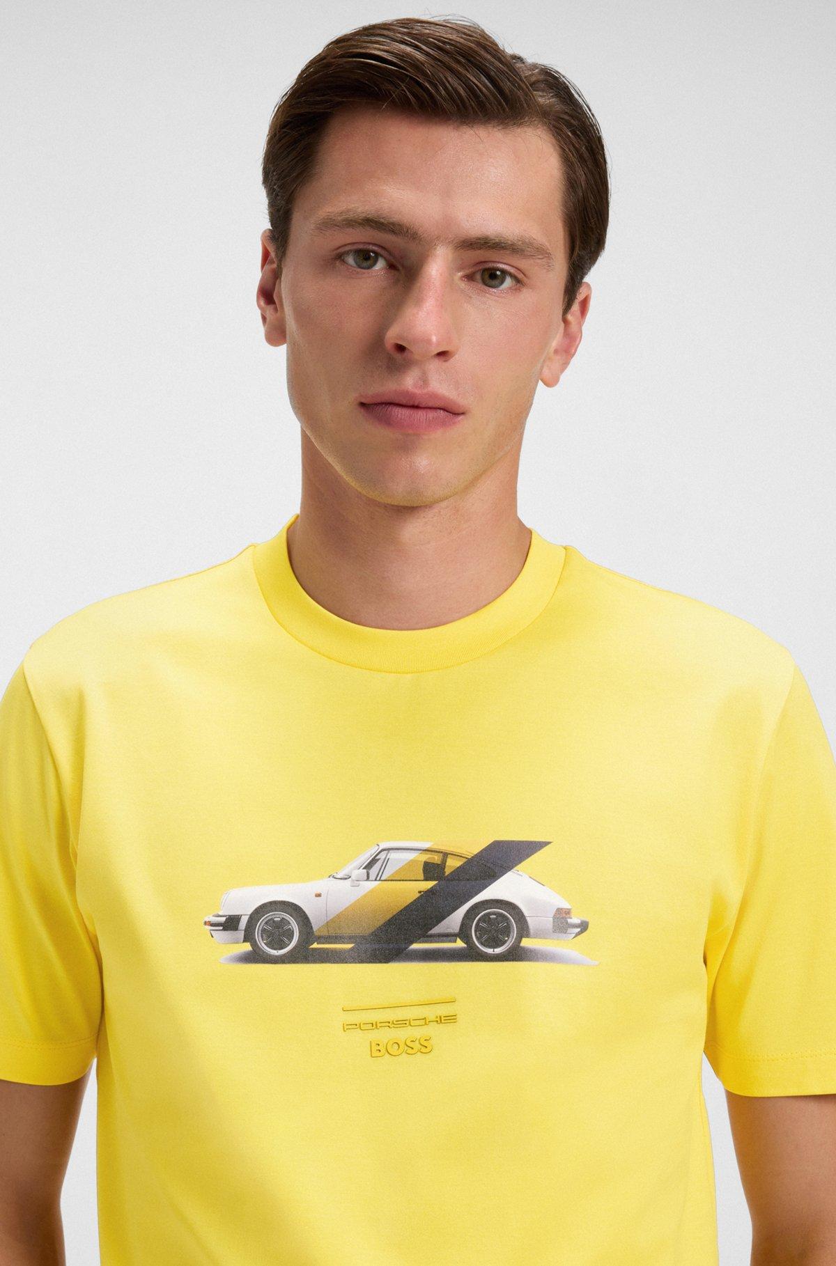 Porsche x BOSS mercerized-cotton T-shirt with collaborative branding Product Image