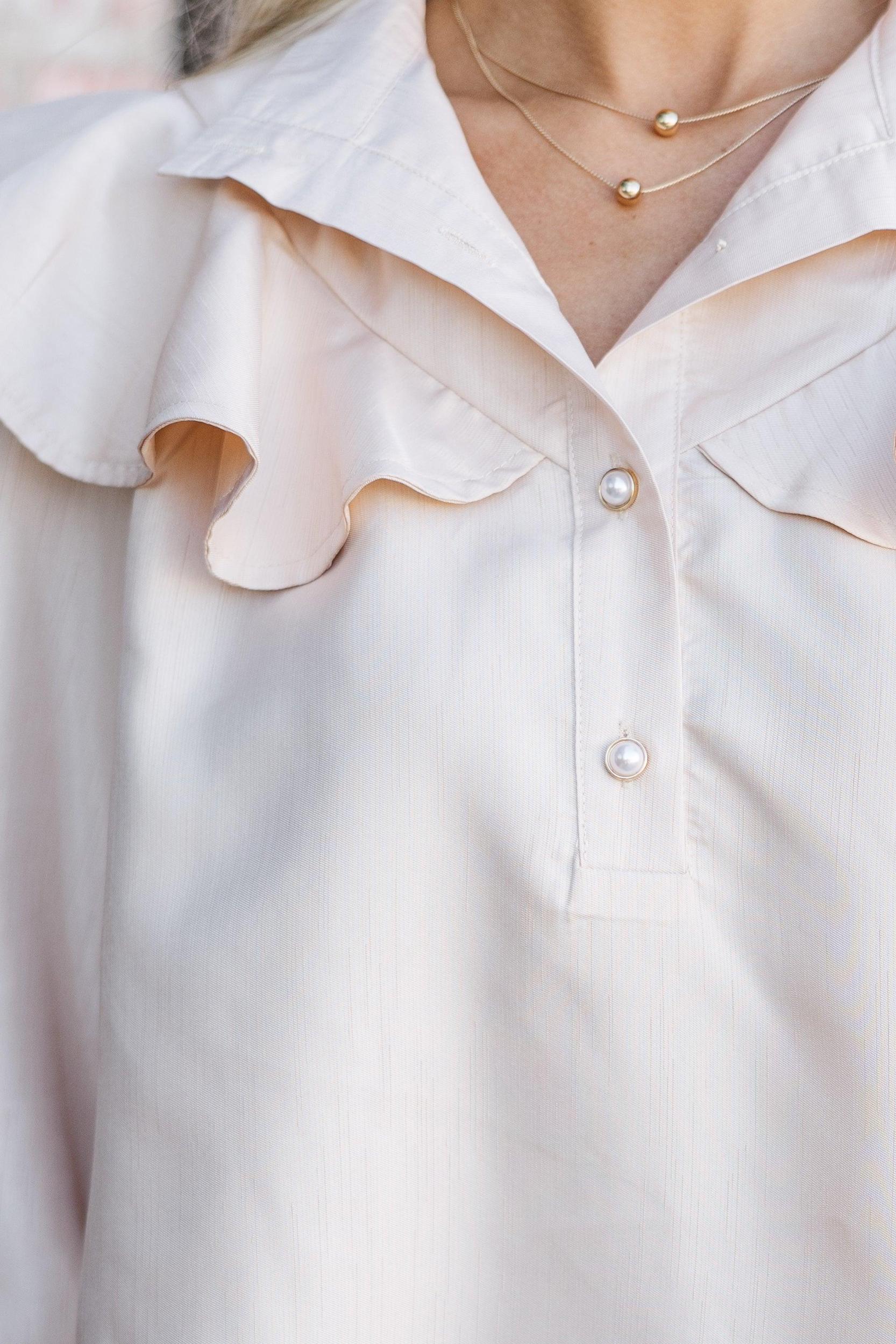 Take A Stand Champagne Ruffled Blouse Female Product Image