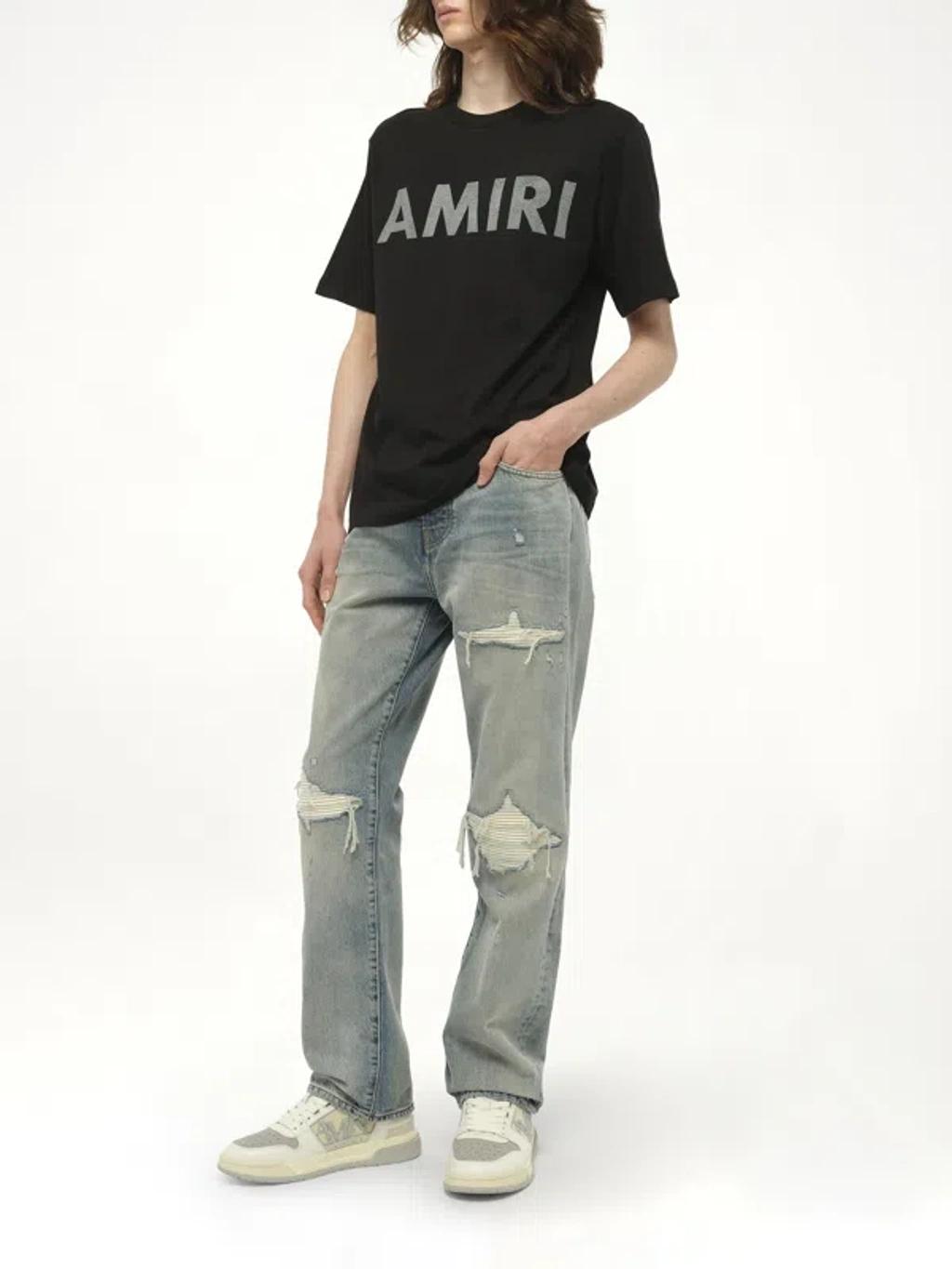 AMIRI Black Cotton T-shirt With Bold Logo Statement Product Image